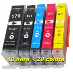 Kit de 30 cartouches compatibles Canon 570-571 - MG 5700 - 6800 -