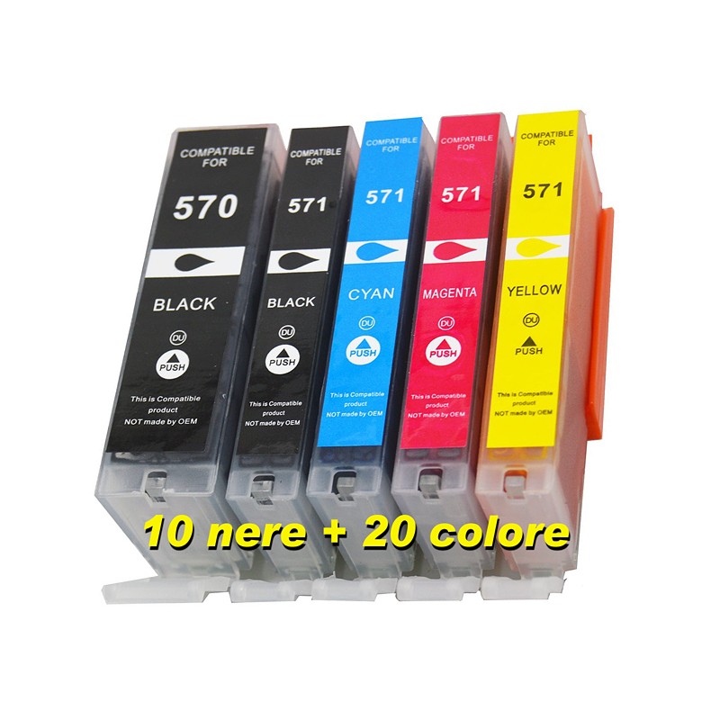 Kit de 30 cartouches compatibles Canon 570-571 - MG 5700 - 6800 -