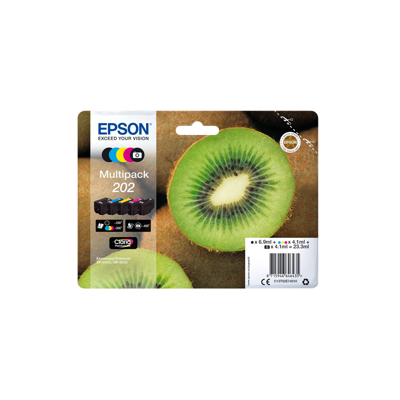 Multipack Epson Kiwi 202 Noir Cyan Magenta Jaune