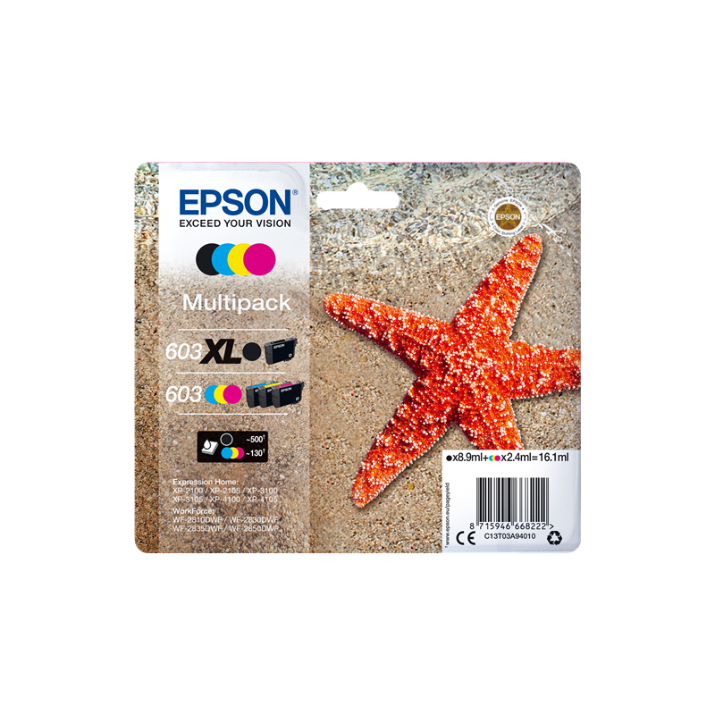 Multipack Noir 603xl et 603 Cyan Magenta Jaune Epson Star