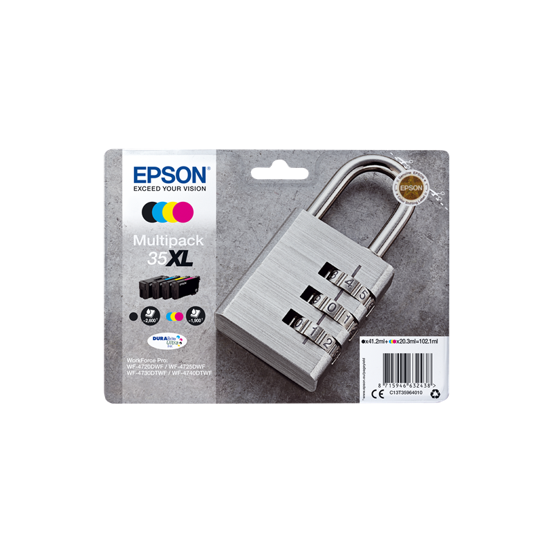 Multipack Epson Padlock 35XL Noir Cyan Magenta Jaune –