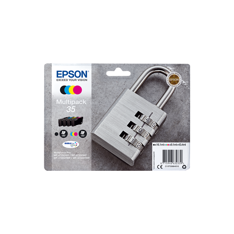 Multipack Epson Padlock 35 Noir Cyan Magenta Jaune