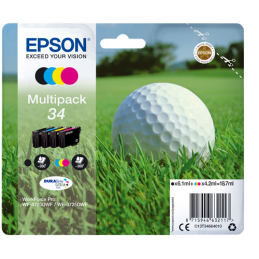 Multipack Epson Balle de Golf 34 Noir Cyan Magenta Jaune