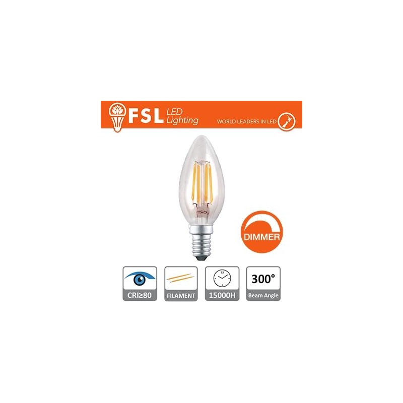 Lampada Filamento Oliva - 4W 2700K E14 400LM Dimmerabile