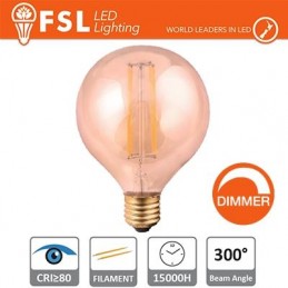 Bernsteinfarbene Glühfaden-Kugellampe Ø12,5 cm – 8 W E27 800 LM DIMMER