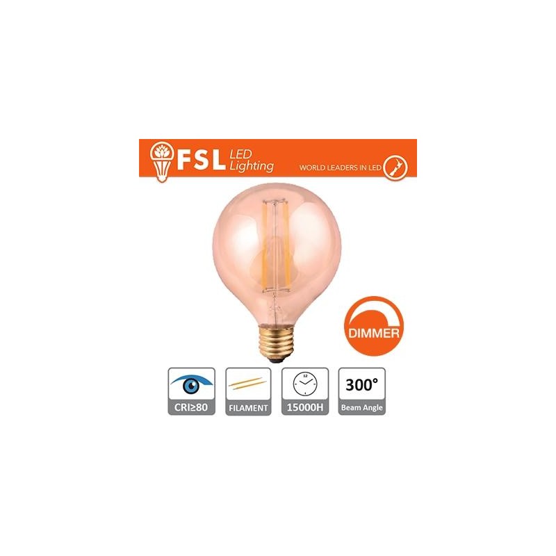 Lampe Globe à Filament Ambre Ø12,5cm - 8W E27 800LM VARIATEUR