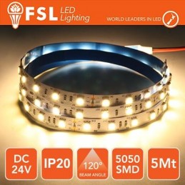 LED-Streifen 5m IP20 5050 24V - 12W/m 60led/m 3000K