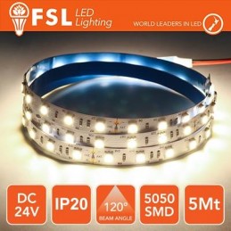 LED-Streifen 5m IP20 5050 24V - 12W/m 60led/m 4000K