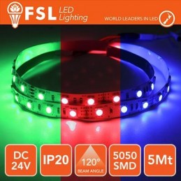 LED-Streifen 5m IP20 5050 24V - 12W/m 60led/m RGB