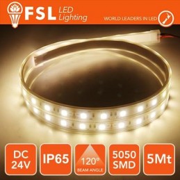 LED-Streifen 5m IP65 5050 24V - 12W/m 60led/m 3000K