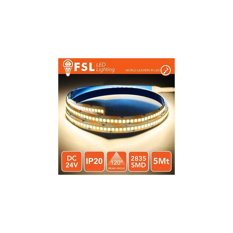 LED-Streifen 5m IP20 2835 24V - 16W/m 240led/m 3000K